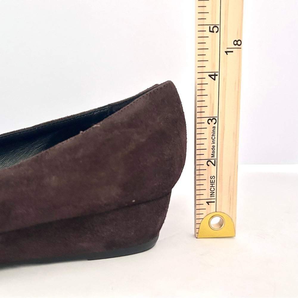 Brown Suede Pom Pom Ballet Flats Italy NEW Shoe Mini Wedge Fall Size EU 40 US 9 - Picture 9 of 10